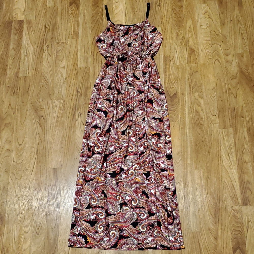 Bailey Blue Paisley Maxi Dress Womens Size S Black Red Pink Orange